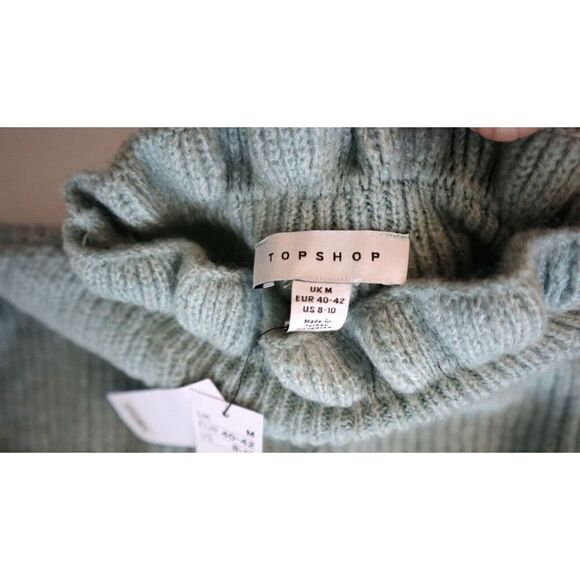 Topshop 23E41TBLE Women's Sz 8-10 Blue Frill Knitted Pullover Sweater - Picture 8 of 10